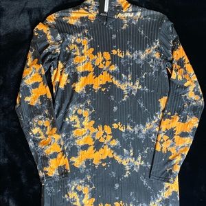 PrettyLittleThing Tie Dye Ribbed Long Sleeve Dress